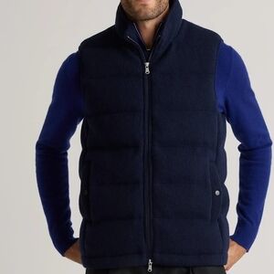 Quince Men’s Mongolian Cashmere Puffer Vest Jacket In Navy $300, Sz L, NWT!